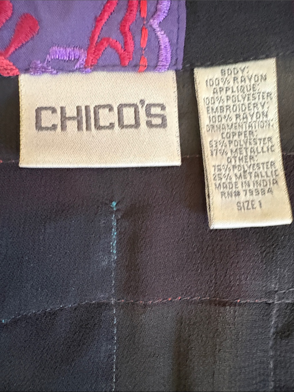 Chico’s Colorblock Patchwork Button-Front Jacket - Multicolor - Picture 8 of 9